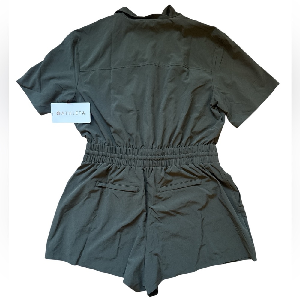 Athleta NWT Avenue Romper Olive Green UPF Button-Up Romper S - Picture 2 of 7